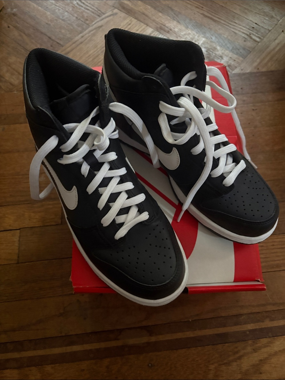 Nike Black and White Mid-Top Sneakers